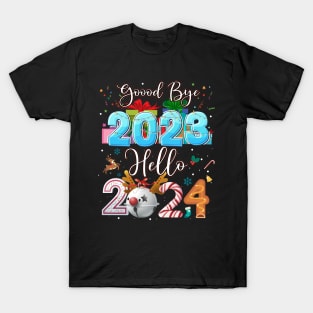 Goodbye 2023 Hello 2024 Christmas Xmas Happy New Year's Eve T-Shirt